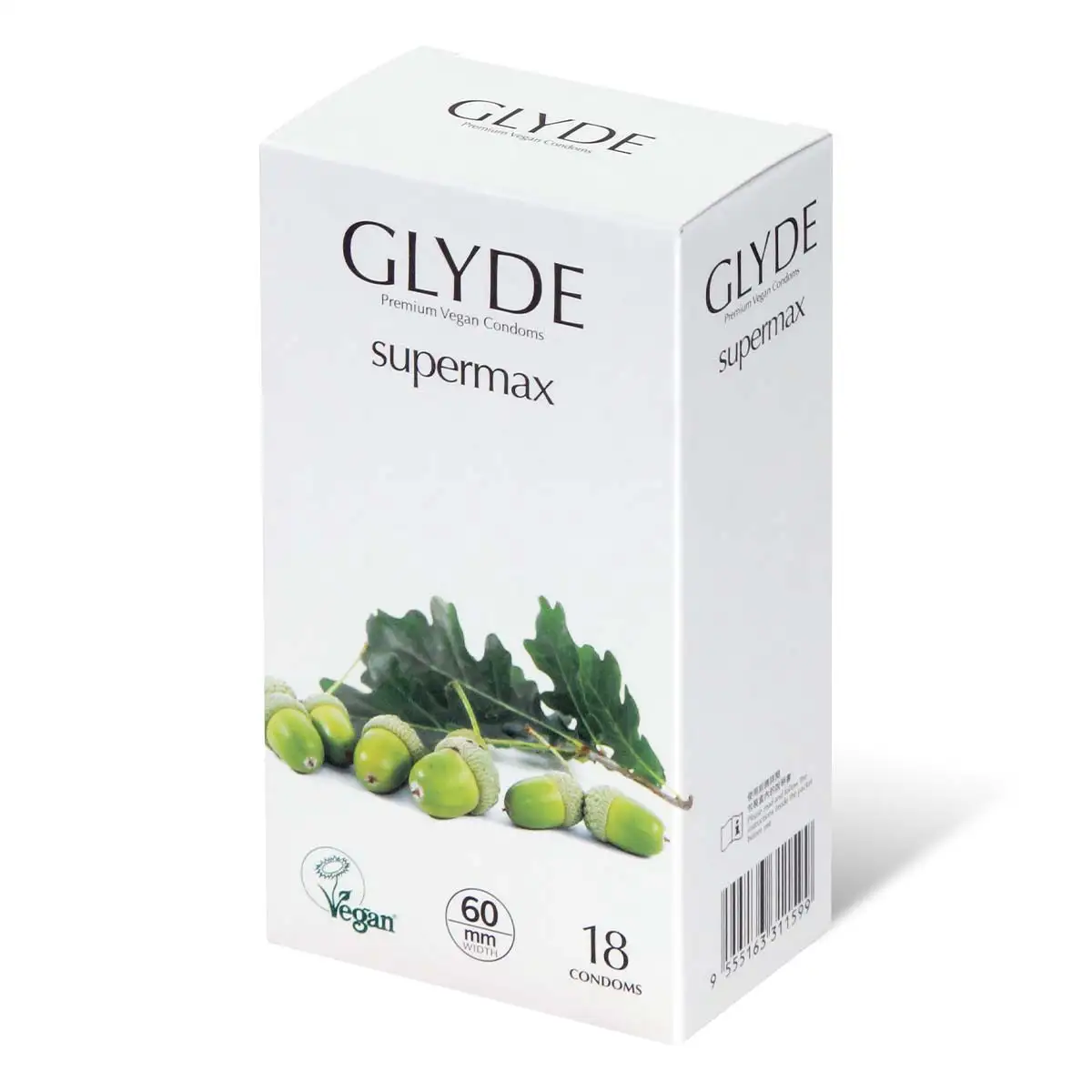 Glyde 格蕾迪素食主義認證加大碼乳膠安全套，60mm寬度設計。