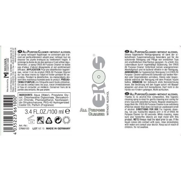 Eros 多功能清潔液，適用所有情趣用品，無酒精成分，延長產品壽命