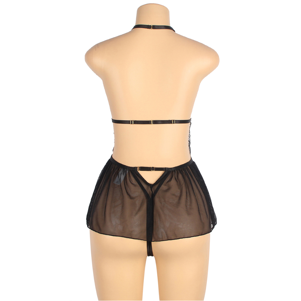 情趣內衣 Garden Costume GB GB-788 可愛蝴蝶結設計 透視泰迪連身衣 背面示範