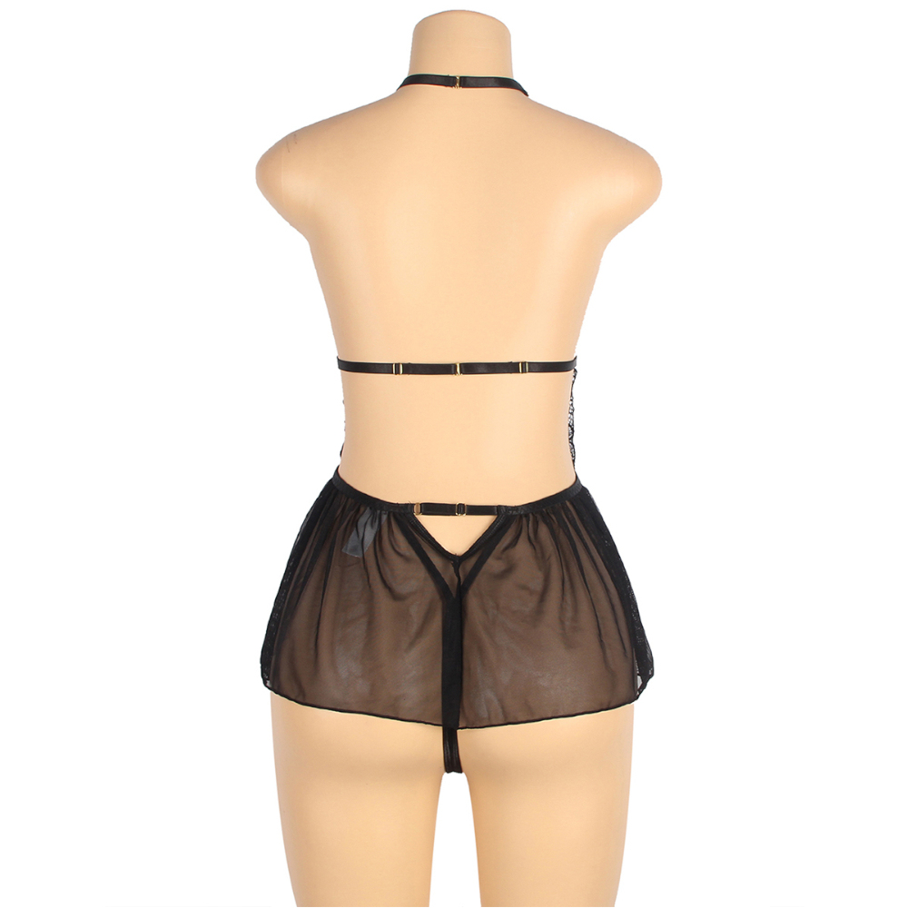 情趣內衣 Garden Costume GB GB-788 可愛蝴蝶結設計 透視泰迪連身衣 背面示範