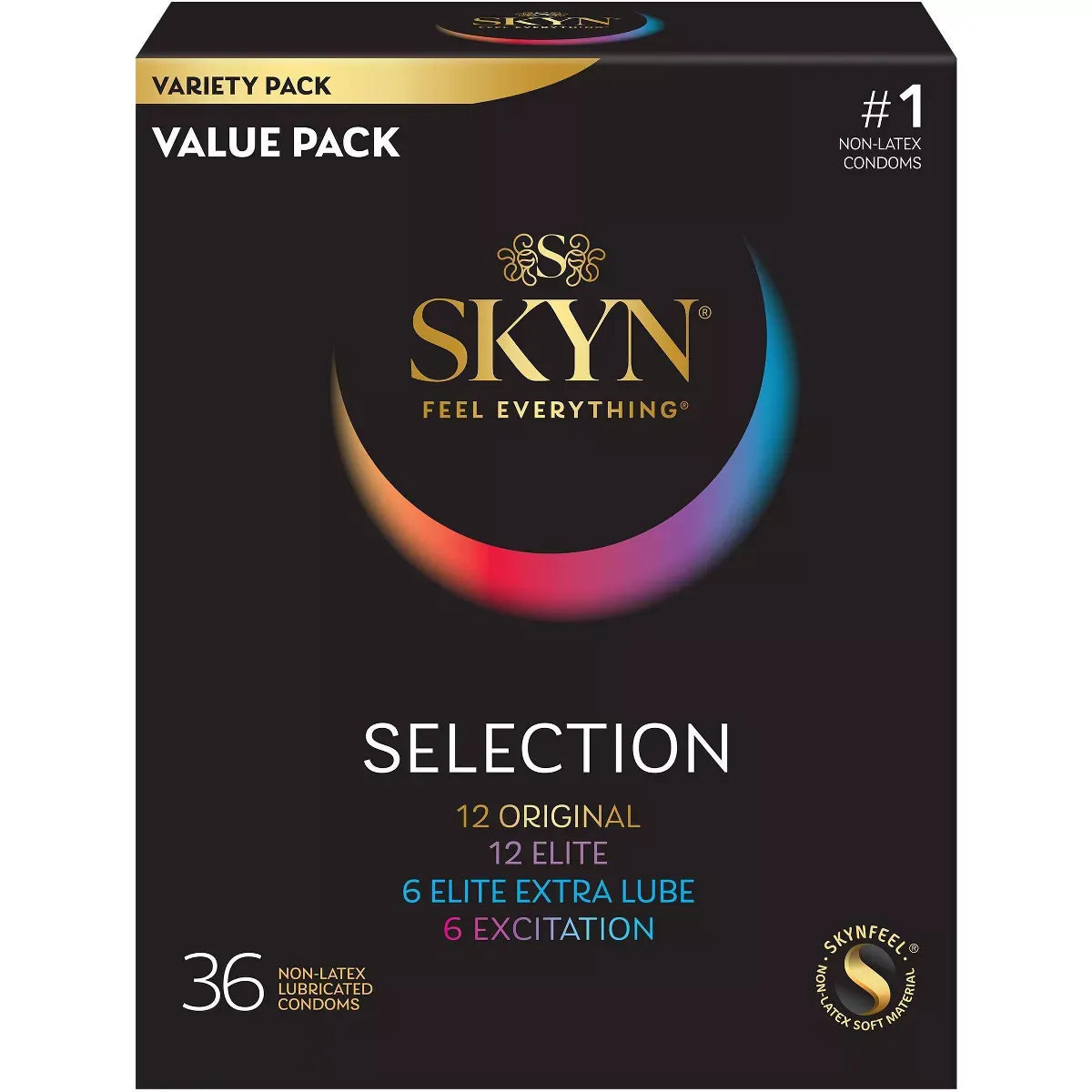 SKYN Selection Excitation 雜錦PI安全套 12片裝，四種質感設計，SKYNFEEL®非乳膠材質，提升親密體驗。