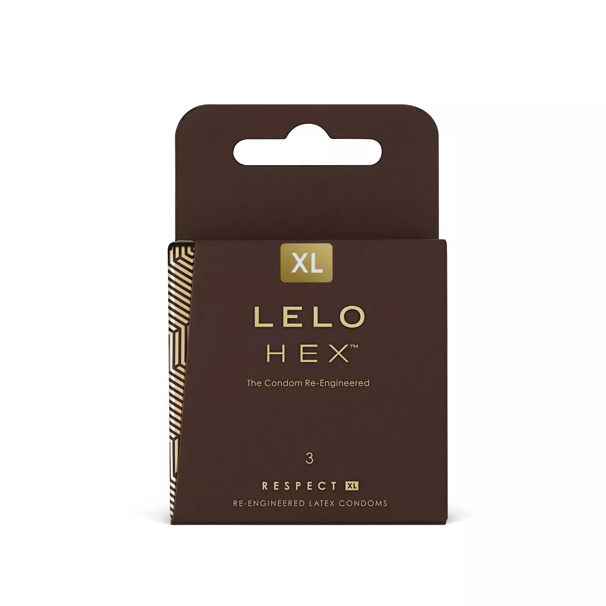 LELO HEX Respect XL加大碼乳膠安全套，適合較大尺寸，六邊形結構提供增強的感官體驗，3片裝。