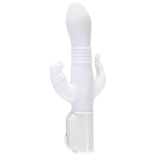 NPG 三叉式震動棒 - 白色，22cm高彈性エラストマー材質，無段階震動與旋轉調節，帶來極致親密快感。