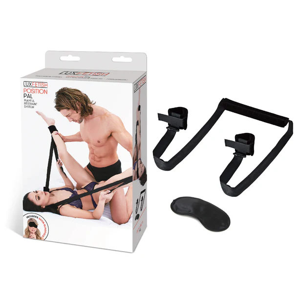 Lux Fetish Position Pal 體位輔助帶，配有舒適墊頭靠和可調節腳踝帶，提升性愛體位體驗。