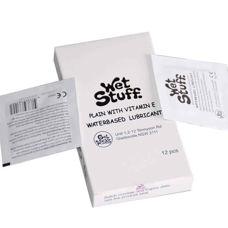 Wet Stuff 維他命E水性潤滑液，pH平衡低刺激，長效潤滑，兼容安全套，旅行便攜12片裝。