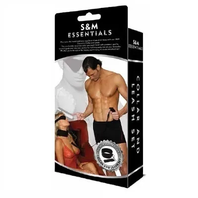 S&M Essentials 頸扣與皮帶套裝，調整適合頸圍，提供靈活的BDSM體驗。