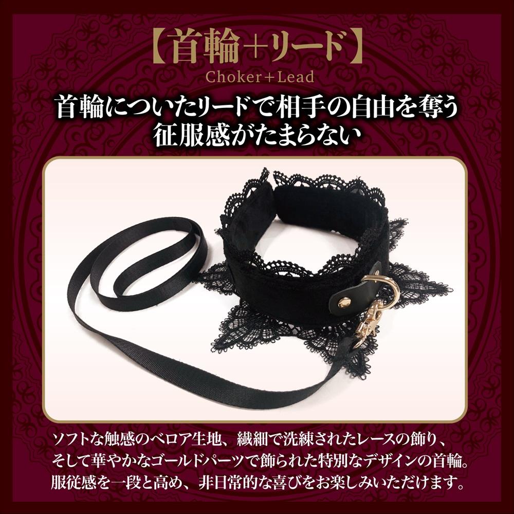 日本製Magic Eyes BDSM頸圈套裝，柔軟絲絨+精緻蕾絲，適合新手與進階玩家，帶來極致情趣體驗。
