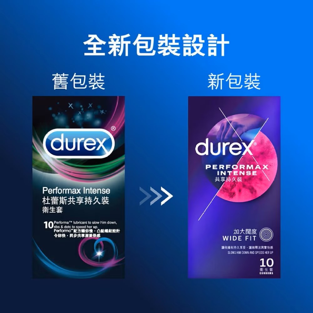 杜蕾斯 共享持久安全套 (香港版)，凸點與縲紋設計，增加女性刺激感，加大闊度 56mm，舒適貼合。
