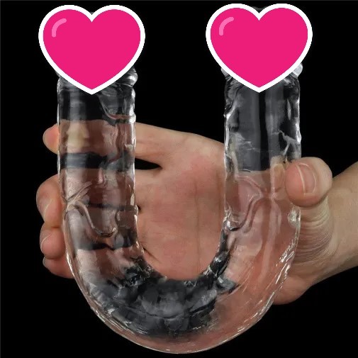 Lovetoy Flawless 雙頭假陽具 12" - 透明