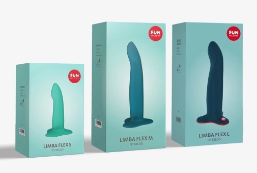 Fun Factory Limba Flex 吸盤式可彎曲按摩棒，大碼天鵝絨藍色，G 點與前列腺刺激適用。