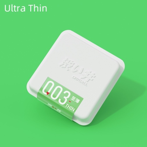 Drywell 003 超薄乳膠安全套，壁厚僅 0.03mm，提供最自然親密體驗，6片裝。