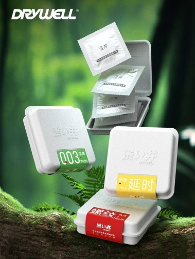 Drywell 延時乳膠安全套，加厚頂端設計延時，800mg玻尿酸潤滑劑，6片裝。