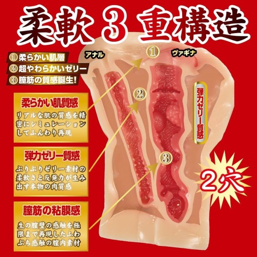 NPG JULIA 雙穴名器飛機杯，柔軟三重構造設計，陰道與肛門雙穴設計提供多重快感。