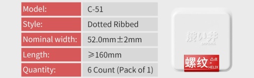 Drywell 乳膠安全套，螺紋與凸點雙重設計，提升愉悅感，環保包裝，6片裝。