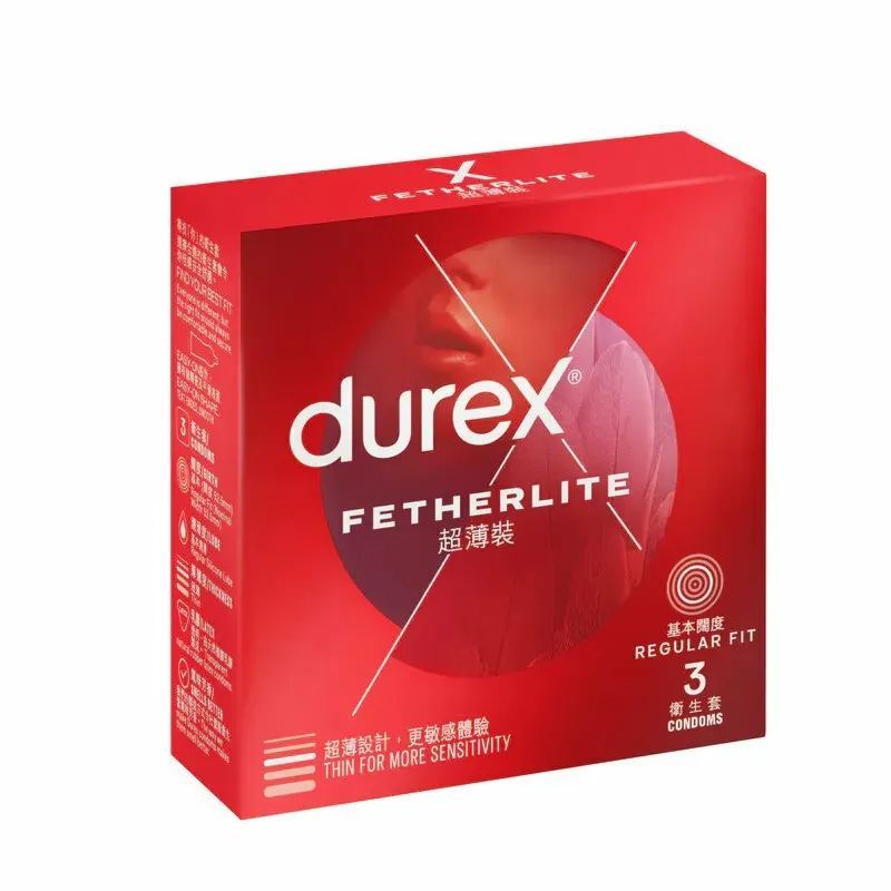 Durex Fetherlite 乳膠安全套，超薄無異味，100% 電子測試與皮膚科認證，確保安全與高質量。