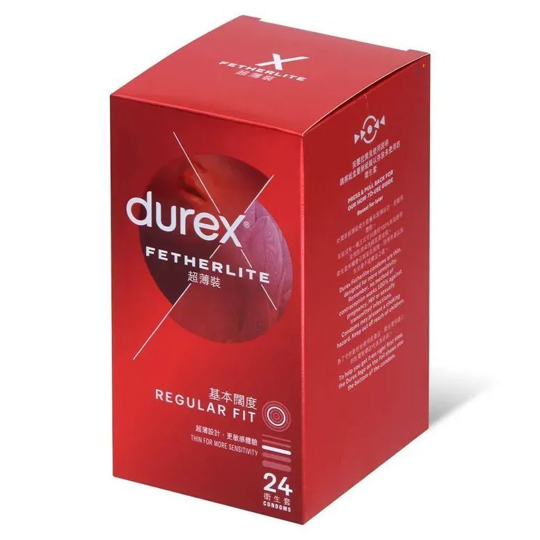 Durex 杜蕾斯 Fetherlite 超薄裝安全套 3/12/24 片裝，極致超薄設計，透明乳膠材質，親密無阻隔。