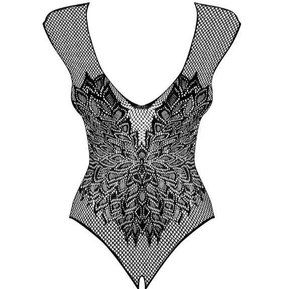 Obsessive 性感針織 B112 連身衣，深領口設計與背部翅膀圖案，展現女性自信魅力。