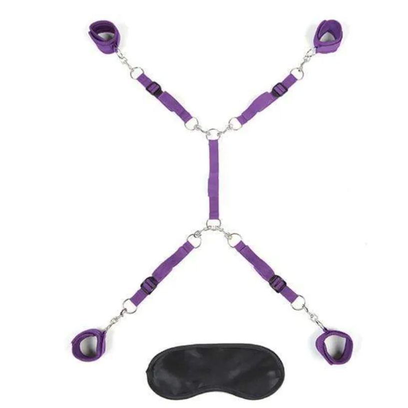 Lux Fetish 7 件裝 床上捆綁拘束 紫色/紅色