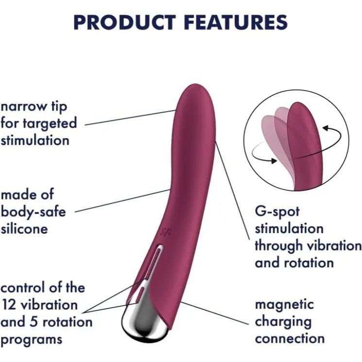 Satisfyer Spinning Vibe 1 震動旋轉G點按摩器，醫療矽膠材質，IPX7防水設計，適合沐浴或浴缸使用。