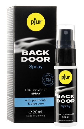 pjur Back Door 肛交專用舒緩噴霧 20ml，含泛醇與蘆薈，提升肌膚彈性，增強後庭舒適度。