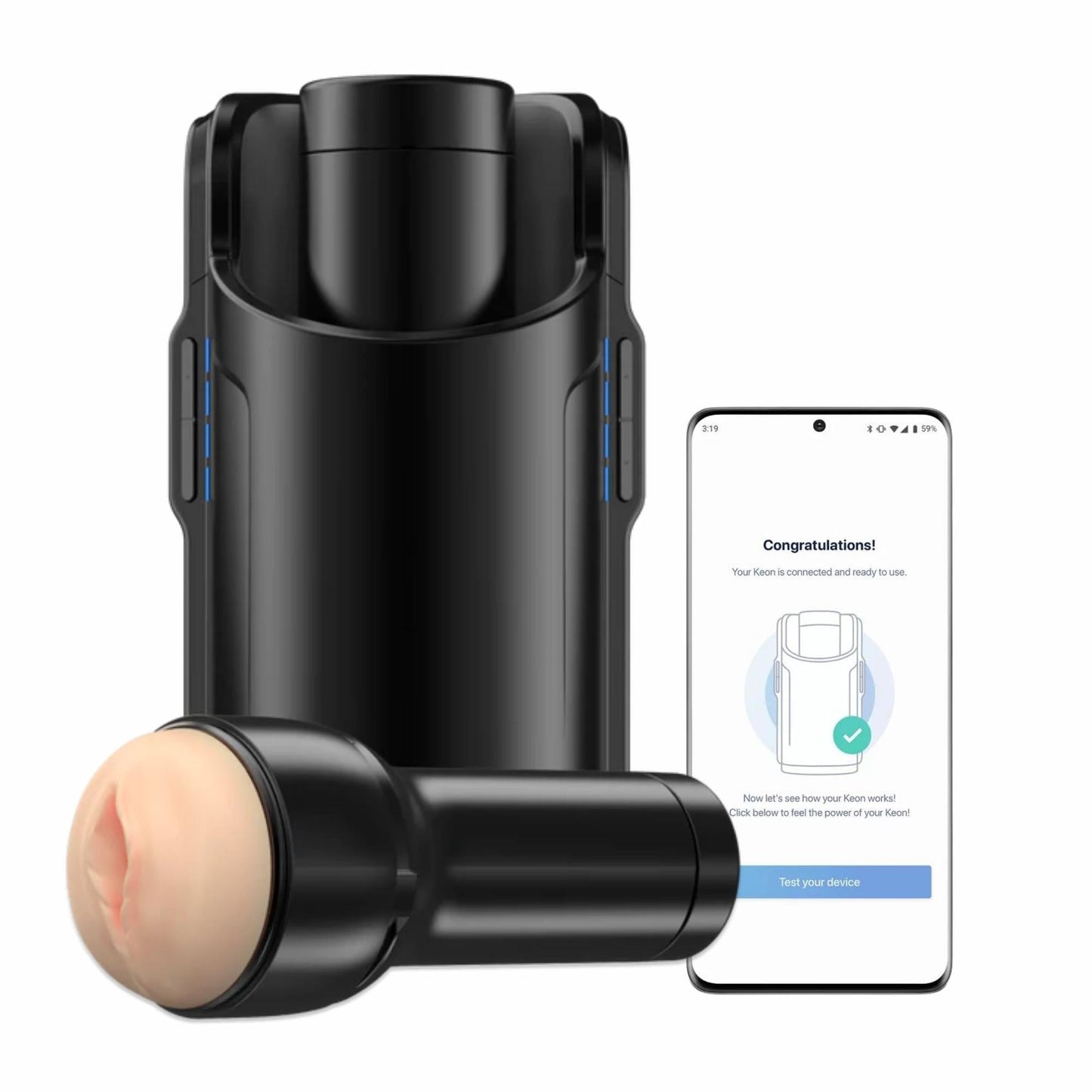 iiroo Keon Duo Pack 黑色智能電動飛機杯，支援成人影片同步互動，自動抽插高達 230 次/分鐘，沉浸式體驗。