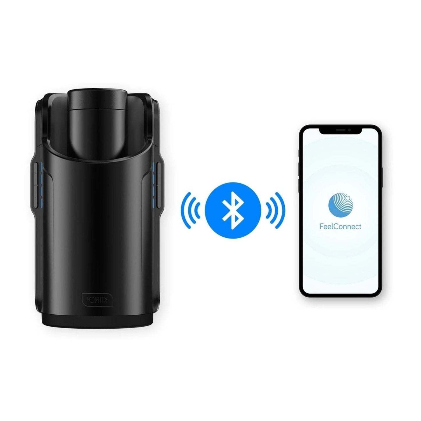 Kiiroo Keon 智能飛機杯，8cm 伸縮幅度，全自動抽插設計，支援 FeelMe.com 影片同步，USB 充電，矽膠內膽，黑色款。