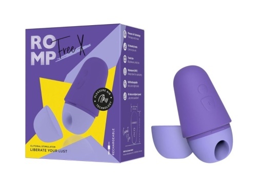 ROMP Free X 迷你陰蒂吸啜器，紫色，Pleasure Air 技術，10種強度，防水設計，旅行友好。