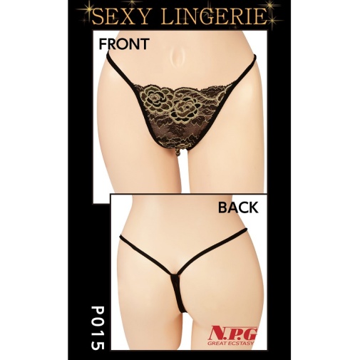 NPG SEXY LINGERIE P015 蕾絲丁字褲 - 黑色