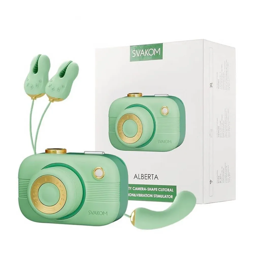 Svakom Alberta 相機造型陰蒂吸啜器，三重刺激帶來極致高潮體驗，適合獨享或與伴侶共享。