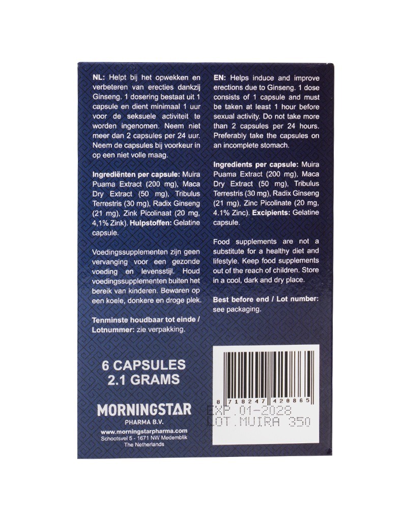 MORNINGSTAR 勃起增強膠囊 6 粒裝，快速見效，改善勃起與性慾，輕鬆服用，讓親密體驗更美好。