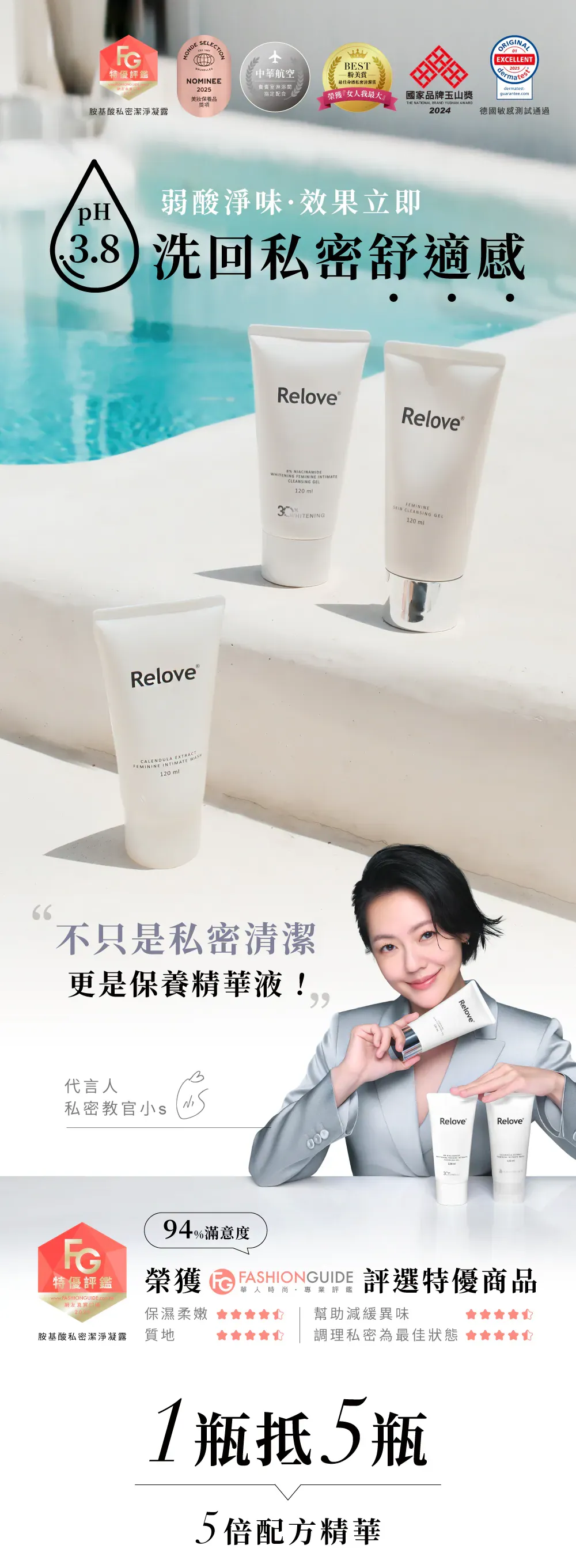 Relove 8% 菸鹼醯胺美白私密潔淨凝露 120ml