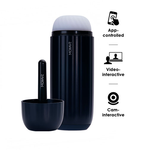 Svakom Sam Neo 2 Pro 智能電動飛機杯，吸啜+震動雙重功能，深藍色設計，5 種模式可調節。