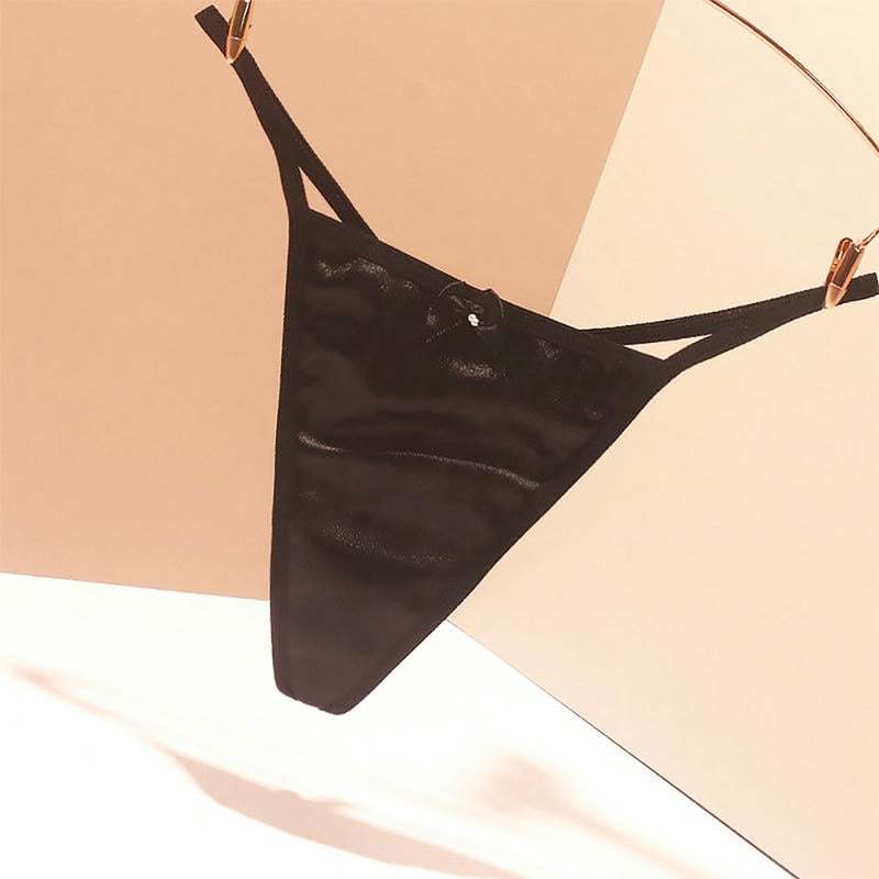 Garden Costume GB-794 迷你珍珠裝飾黑色情趣內褲 情趣內衣 正面展示