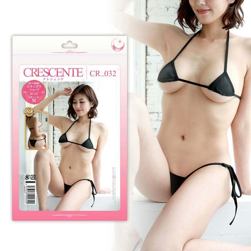 Crescente CR-032 黑色比基尼套裝，極小設計與緞帶細節，完美展現女性曲線。
