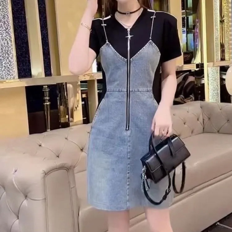レイヤードスタイルデニムワンピース