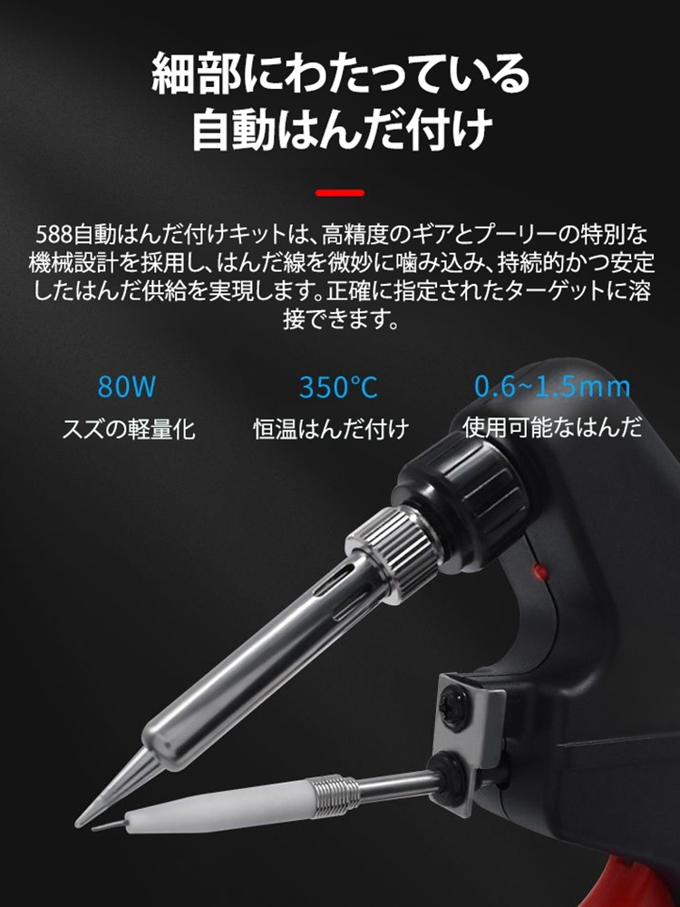 【本日注文して錫線を送る】ハンダガン8点セットを手にする