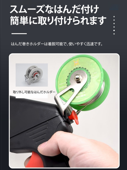 【本日注文して錫線を送る】ハンダガン8点セットを手にする