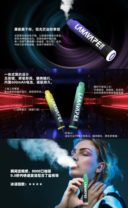 【LANA 8000 MAX PUFF】8000口大容量抛棄式 | ZOLT的電子煙油 | Type-C 可充電 | 一次性電子煙