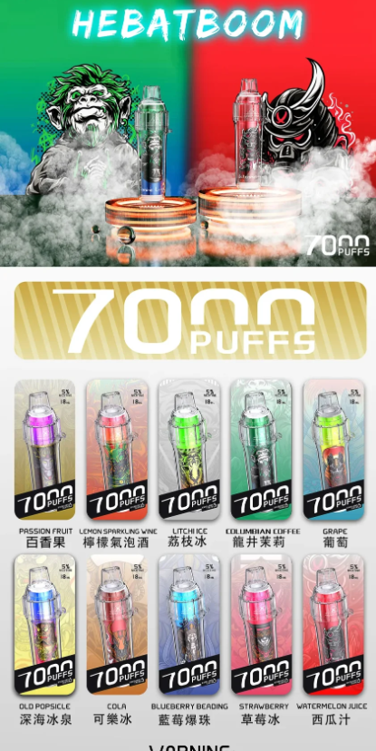 【喜貝7000口】Hebat喜貝抛棄式電子煙 | 7000口一次性電子煙 | 可充電 大容量
