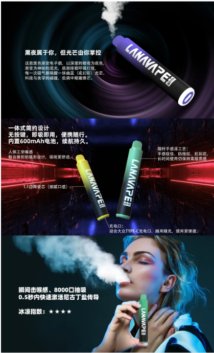 【LANA 8000 MAX PUFF】8000口大容量抛棄式 | ZOLT的電子煙油 | Type-C 可充電 | 一次性電子煙