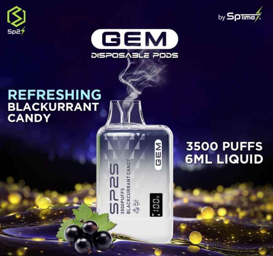 【 SP2S 拋棄式9000口】原廠SP2S GEM 9000口一次性電子煙 液晶屏電亮顯示 Type-C 可充電