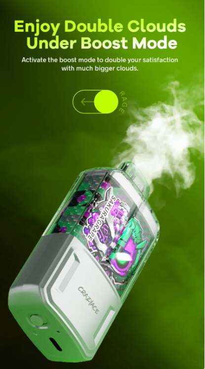 【CRAZYACE 瘋狂王 15000口 一次性電子煙】20ml超大大大容量 | 900毫安電池 | 可充電 可顯示電量和油量