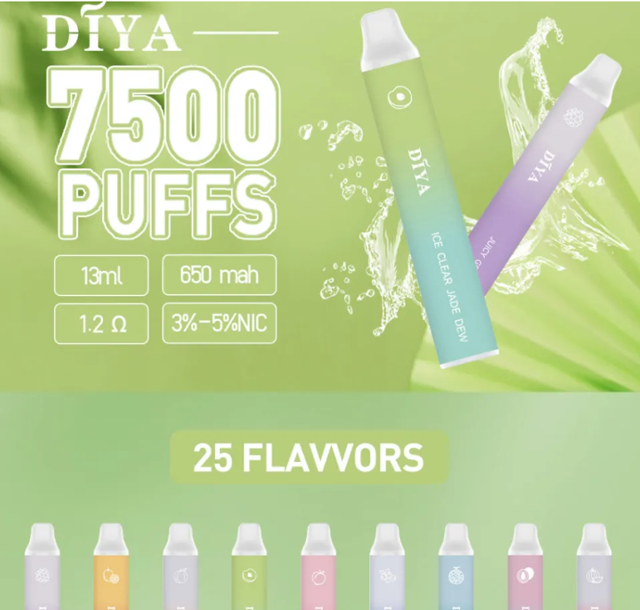 【 叮啞DIYA 拋棄式7500口】叮啞原廠一次性7500口電子煙｜30mg/50mg含丁量｜12ml大容量煙油｜650mAh超長續航｜全台灣最低價
