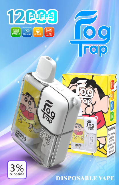 【Fog trap 12000口 抛棄式】LUBUBU 拉布布 / 蠟筆小新 聯名款系列一次性電子煙 時尚設計好攜帶 台灣現貨供應即買即用