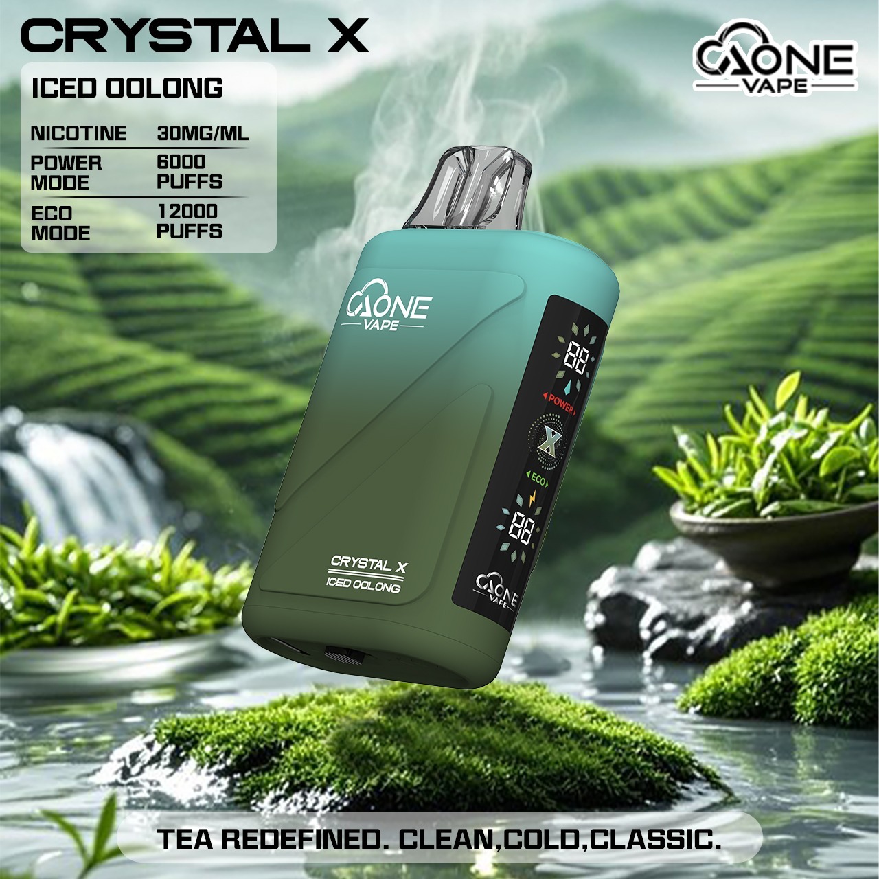 【AONE VAPE Crystal 12000口 拋棄式電子煙】AONE 水晶二代進口一次性電子煙 雙芯雙模式輸出超大電量 | 高續航  高質感 | 賭場酒吧夜店神器