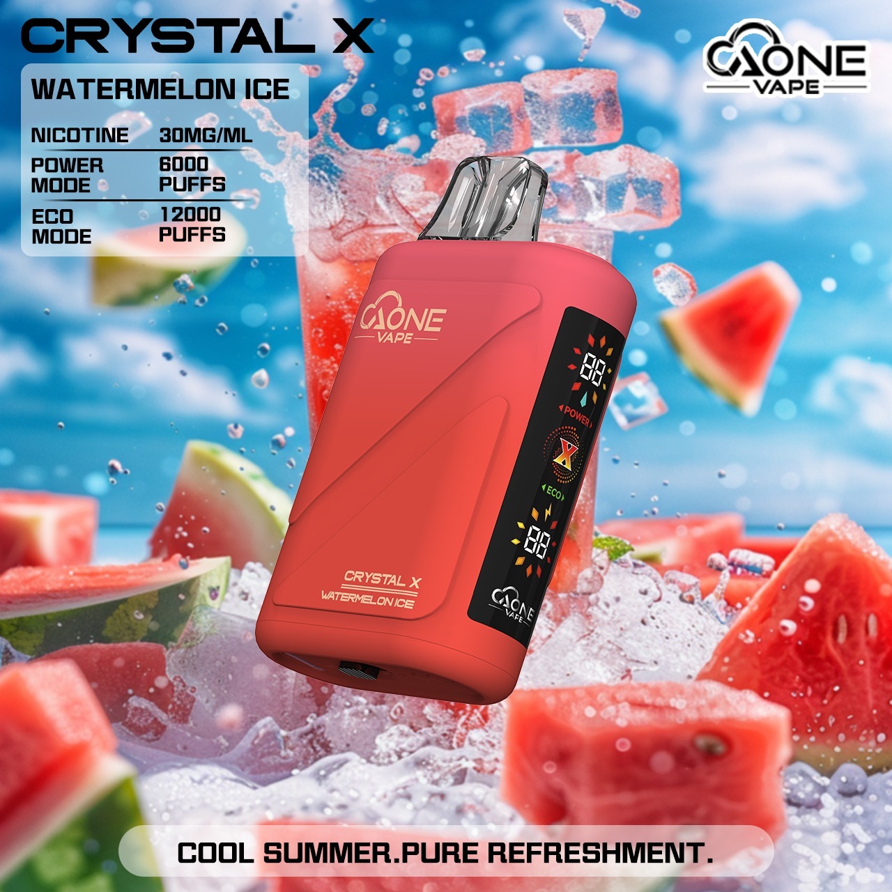 【AONE VAPE Crystal 12000口 拋棄式電子煙】AONE 水晶二代進口一次性電子煙 雙芯雙模式輸出超大電量 | 高續航  高質感 | 賭場酒吧夜店神器
