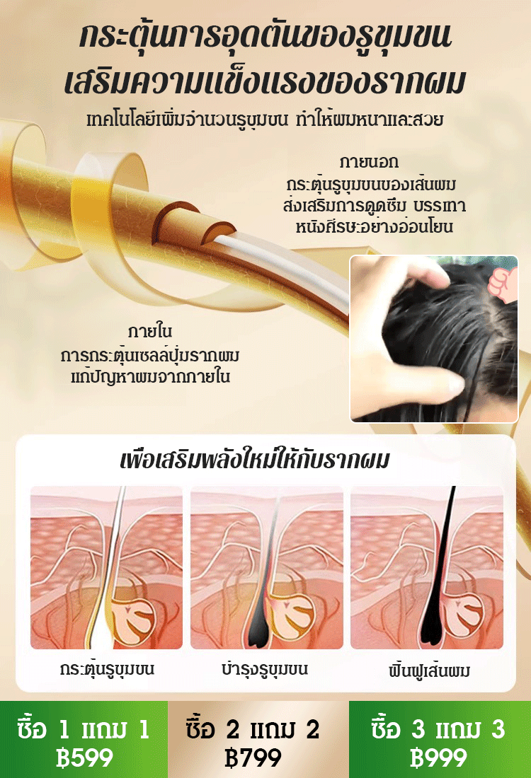 【สูตรปลูกผมสมุนไพรแบบโบราณร้อยปี】 เซรั่มพืชปลูกผมป้องกันผมร่วง