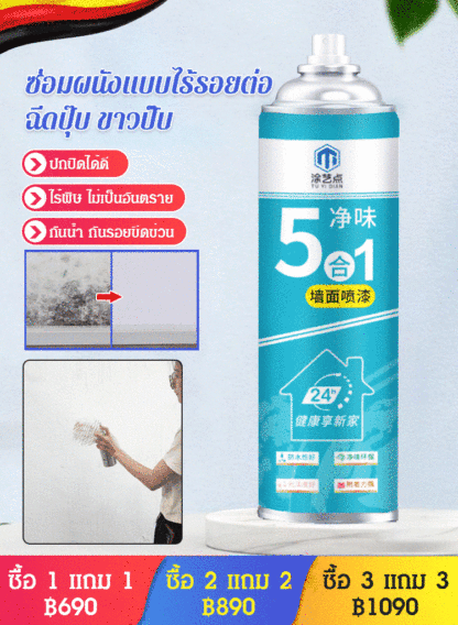 สีซ่อมผนัง กำจัดกลิ่น แบบ 5 in 1-แบบกระป๋อง