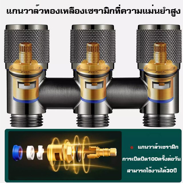 【1ทางน้ำเข้า3ทางน้ำไหลออก】วาล์วน้ำสามทางควบคุุมน้ำเข้าและน้ำไหลออก