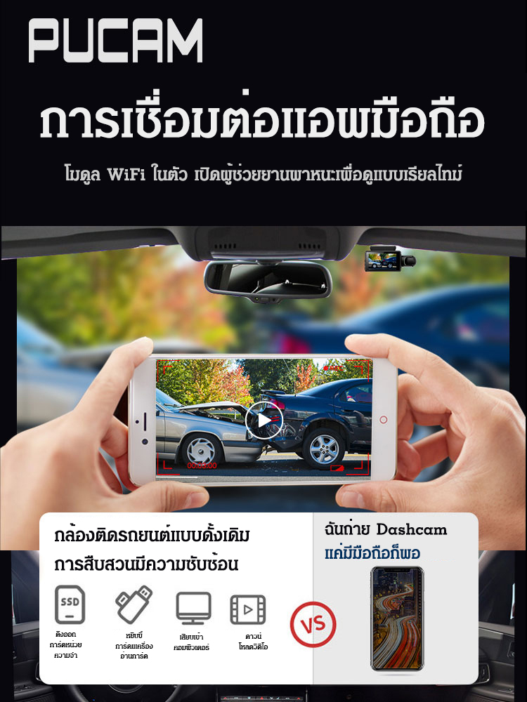 [ตรวจสอบเต็มรถยนต์] กล้องบันทึกการขับขี่ HD 